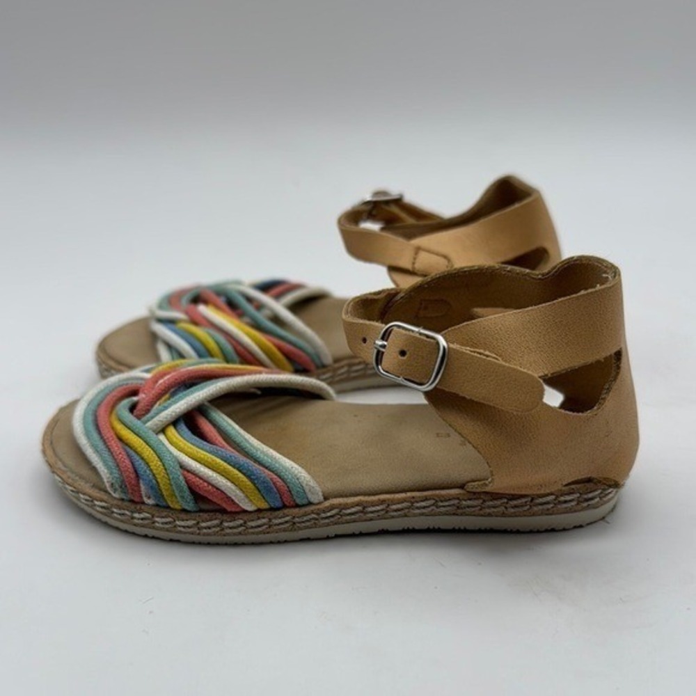 Zara Baby Girl Multi-Color Braided Rope Sandals Tan Ankle Strap Size 22 4089/103